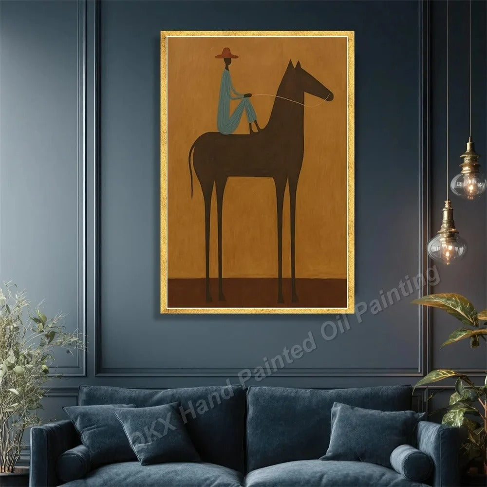 Cow Boy Stallion Oil Painting